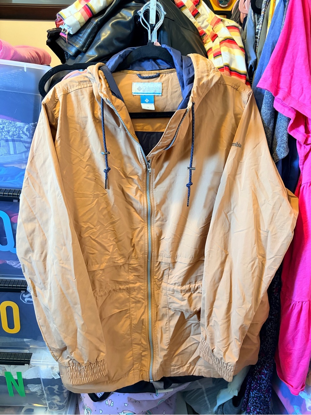 Columbia Tan Spring Jacket with Logo Embroidery